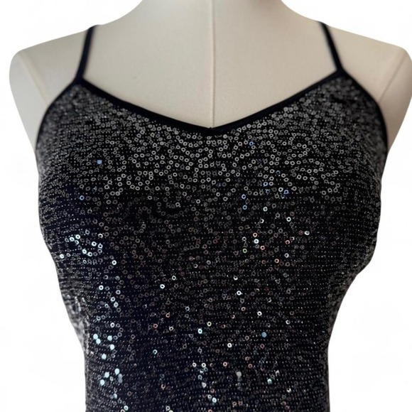 Y2K Express Sequin Crop Top | Black Party Cami | Coquette Glam Small - Picture 5 of 5